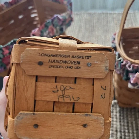 Longaberger Woven Basket Set with Floral Trim - Picture 5 of 5